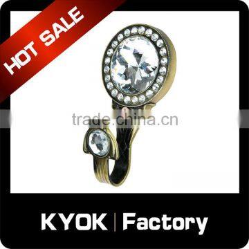 KYOK China Supplier Antique Brass Adjustable Curtain Hook, Crystal Curtain Hook