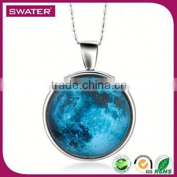 Wholesale Indian Jewelry Fashion Glowing Blue Crescent Moon Necklace