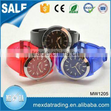 New fashion plastic case PVC strap kid quartz watches stainless steel