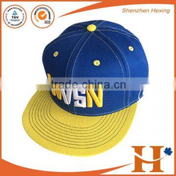 2016 blue polyester flat bill snapback cap military snapback cap
