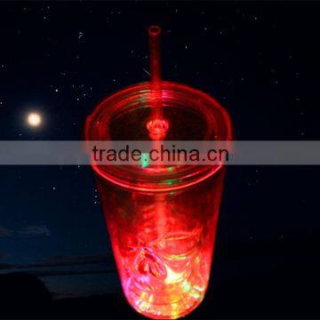 LFGB round economical led plastic skull cup