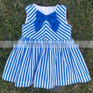 (CD942#striped)2-6Y OEM factory high quality dresses cotton woven striped dresses with bowknot