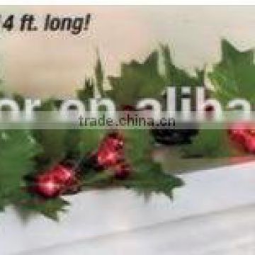 Battery/solar powered holly string light led light Christmas holly string light SO4802R