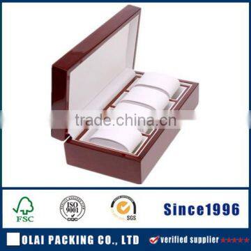 4 slots wooden watch box with pu lining