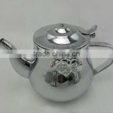 Stainless steel coffee pot/coffee kettle decorated with alloy flower and crystal