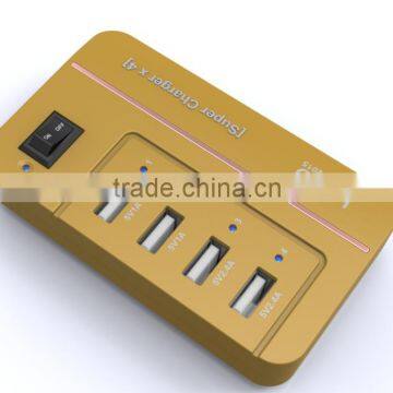 20W 4 Port Multiple USB Family-sized Desktop Rapid Charger Multi Travel Power Adapter for USB-Charged Devices(Black) photo-3