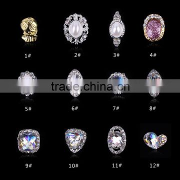 Different style clear pearl crystal Alloy Nail art sticker 2016