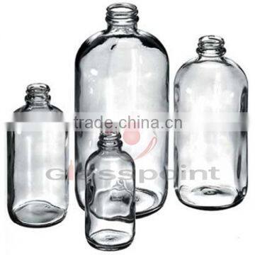 Pharmaceutical clear glass bottle with glass dropper, black bulb, glass pipette