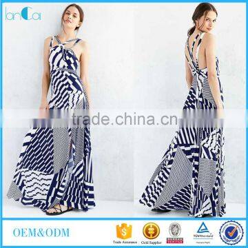 2016 Summer New Sexy Ladies Splice It Up High Neck Maxi Dress