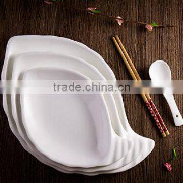 Ceramic dinner bamboo shoots shape white Irregular Plate for restaurant wedding home