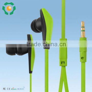 Flat cable in ear earphones promotion stereo earphone custom logo in bulk