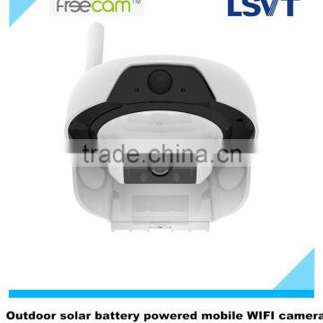 Outdoor life time solar battery powered WIFI mobile wireless camera with 5m PIR range, with 32G SD card and one way voice