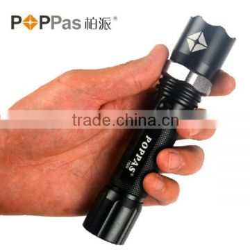 2015 Cheapest Police LED Flashlight CE/ROHS Black Aluminum Portable XPE R2 led rechagerable flashlight