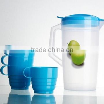 2L clear Plastic Water Jug Set With 4 Cups