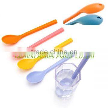 Multi-function colorful plasic straw spoon with embossed logo