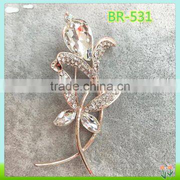 fashion funny crystal brooch, quality flower brooches for wedding decoration