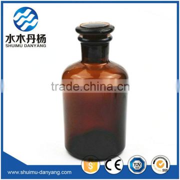 125ml amber narrow mouth glass reagent bottle with glass stopper