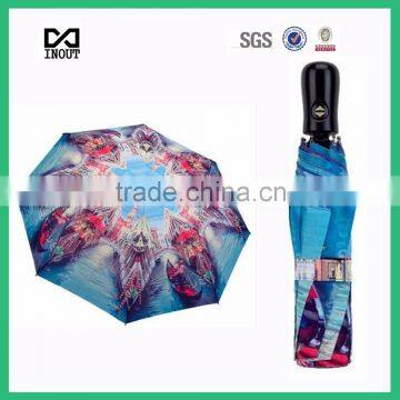 Digital print heat tansparent imprint ODM auto open close high quality best folding umbrella
