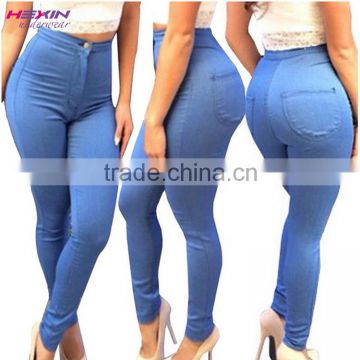 Tights Spandex Leggings Waist Straight Slim Blue Jeans Women Panty