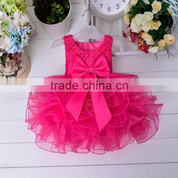 Kids frock bow tie tutu sleeveless mini sundress softtextile baby 1 year old party