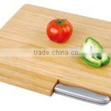 Practical Bamboo Chopping Block Cutting Board with 1 pc Knife and 1 Slot for Putting Knife and 1 Hole for Hanging