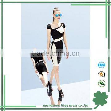 Classical black and white summer style bandage dress for girl