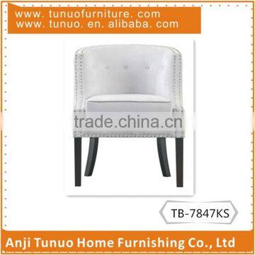 Tub chair,chrome neailhead around,KD rubber wood legs,back with button,TB-7847KS