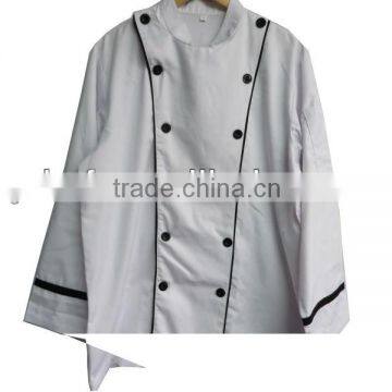 2014 Mens Double Breasted Chef Uniform Contrast Piping Chef Coat