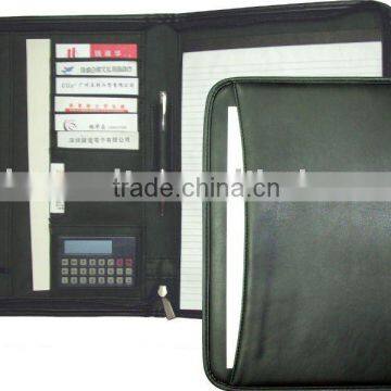 LEATHER MATERIAL NOTE BOOK WITH CALCULATOR