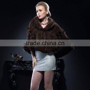 2016/2017 Hot Selling Wholesale Knitted Mink Fur Cape for Fashion Girls Cheap Price Shawl