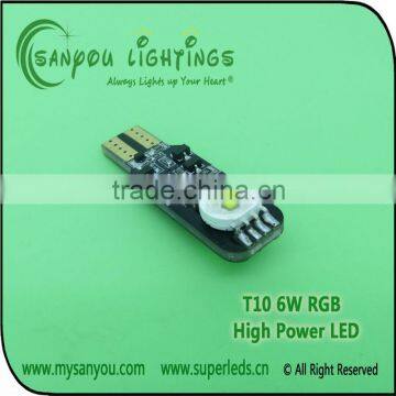 led light for car T10 6W RGB led light bulb