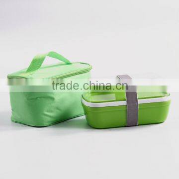 Children Easy to Carry Cooler Bag With Plastic Bento Lunch Box / go Cup photo-2