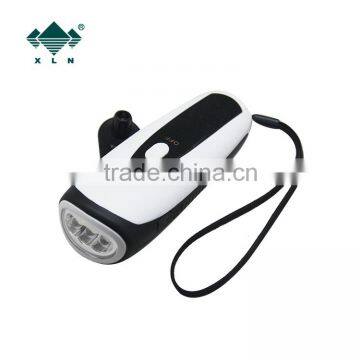 Mini Portable Crank Handle LED Dynamo Flashlight With Smartphone Charger