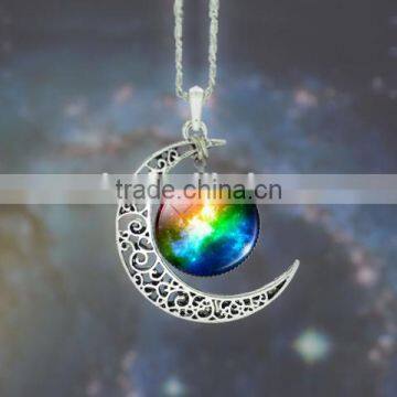 alloy moon time fashion pendant stone necklace