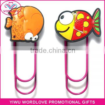 custom 3D animal shaped rubber bookmark, soft PVC paper clips