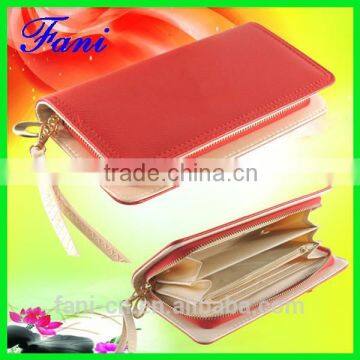 Sigle zipper design multi card slots genuine leather wallet for ladies or girls