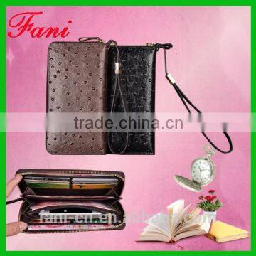 2015 hot selling high quality ostrich leather wallet for homan with luxury appearance