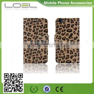 leopard design PU leather phone case for iphone 6 wallet