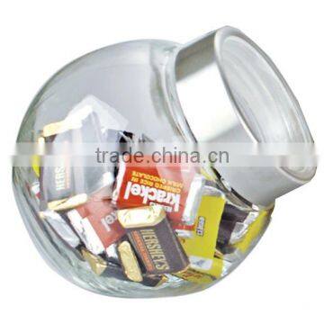 SINOGLASS ball shape glass canister with see through window lid canister Jar