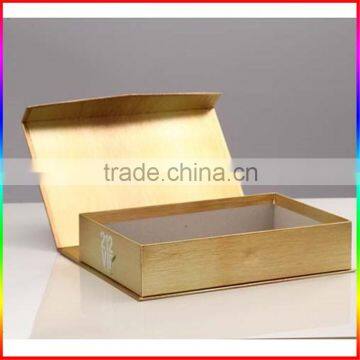 Elegant high-end drawer style gold rigid paper display box with glossy lamination