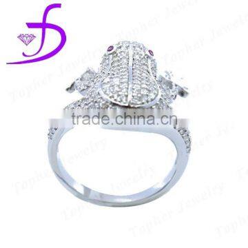 AAA zircon 925 sterling silver imitation micro pave setting frog ring