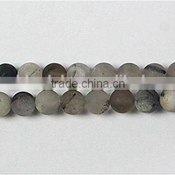 Black Rutilated Quartz Matte Plain Rounds