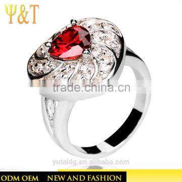 Jingli Jewelry Heart Shaped Silver Ring With Ruby (YJ-809)