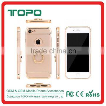 High PC Case Electroplating stylish case With a Ring Stand 3 in 1 shockproof Phone Case for iPhone7 Plus
