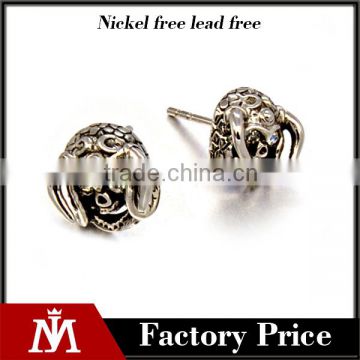 Casting Skull Stud Earrings Crystal Stainless Steel Sivler Antique Earrings for mens Jewelry