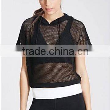 China Guangzhou Supplier Summer Women's Pullover Mesh Hoody Customized