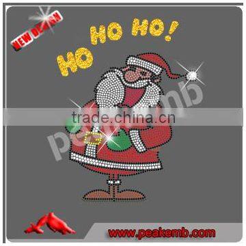 New Year HO HO HO Santa Claus Merry Christmas custom rhinestone transfer