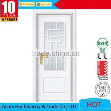 China factory modern single wood door design interior frosted glass bathroom door