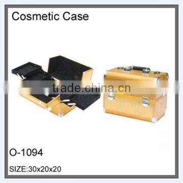 2 layers yellow color aluminium cosmetic case