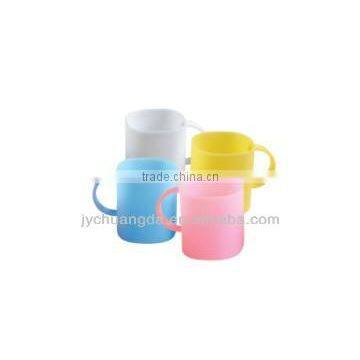 colorful plastic cup with handle